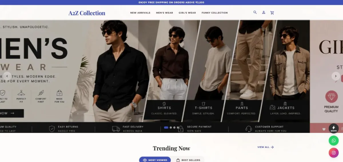 The A2Z Collection home page